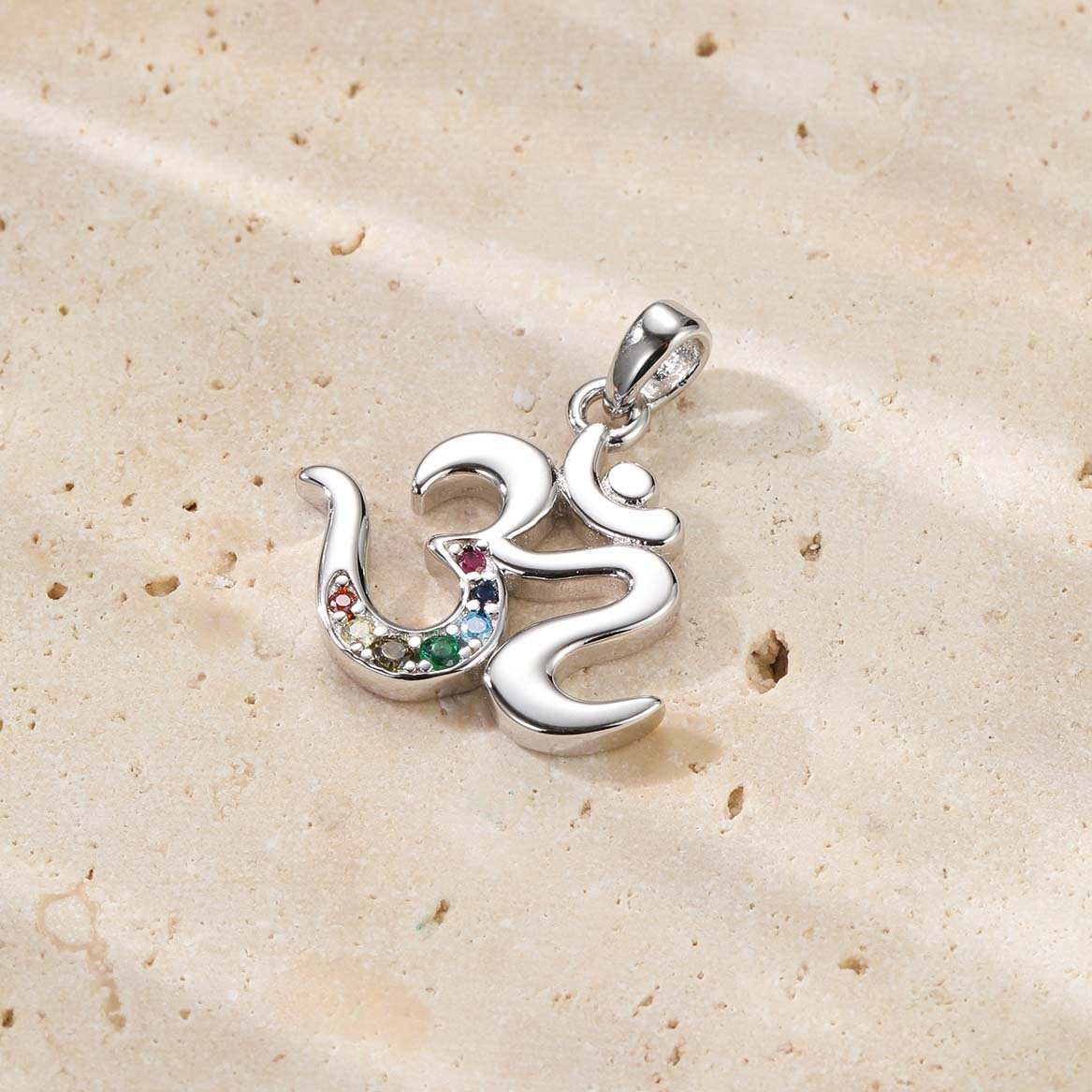 Chakra-Om-Anhänger Halskette für Einheit aus Sterlingsilber
